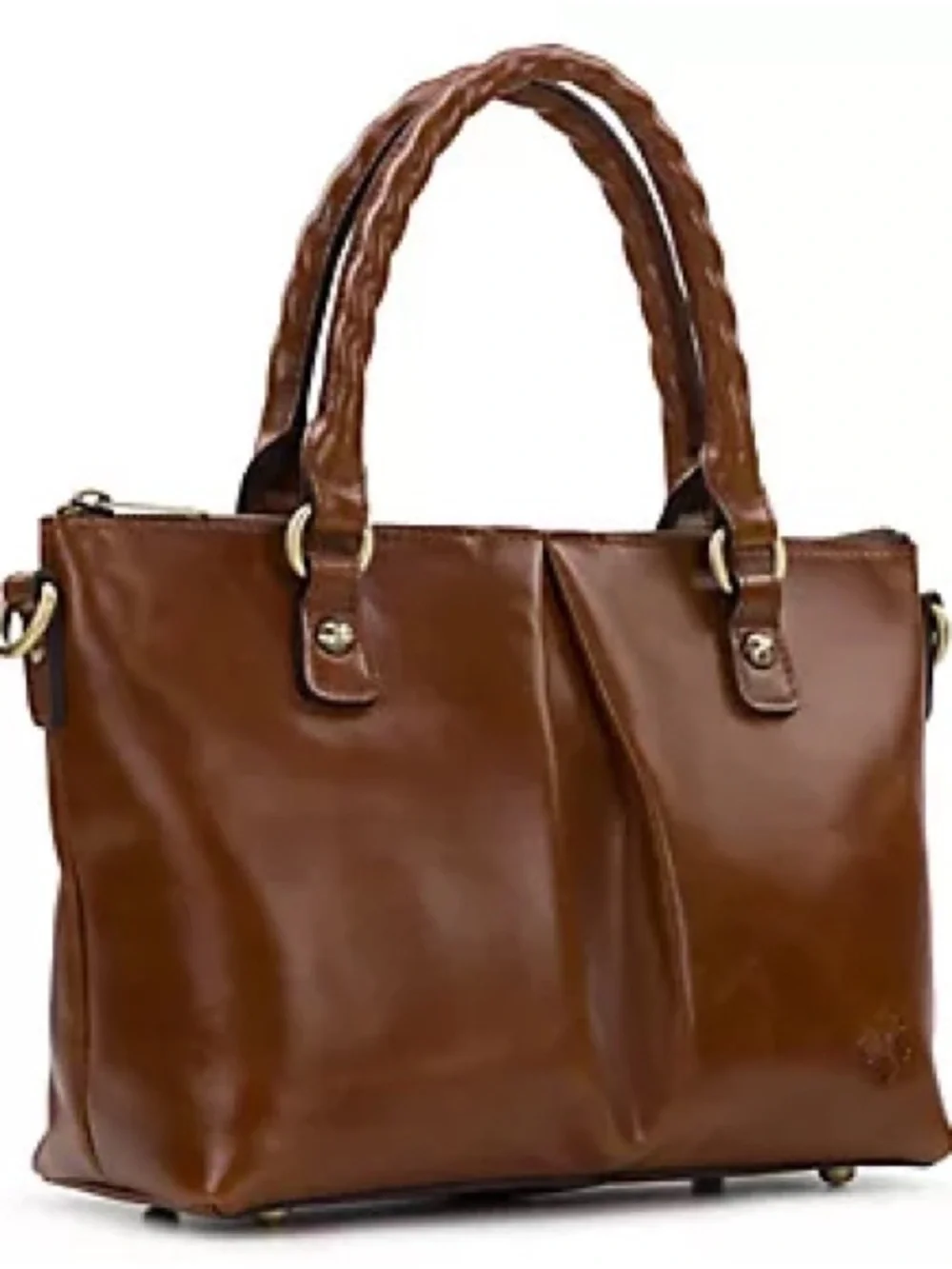 Patricia Nash Chestnut Brown Braided-Handle Leather Satchel - Picture 6 of 6